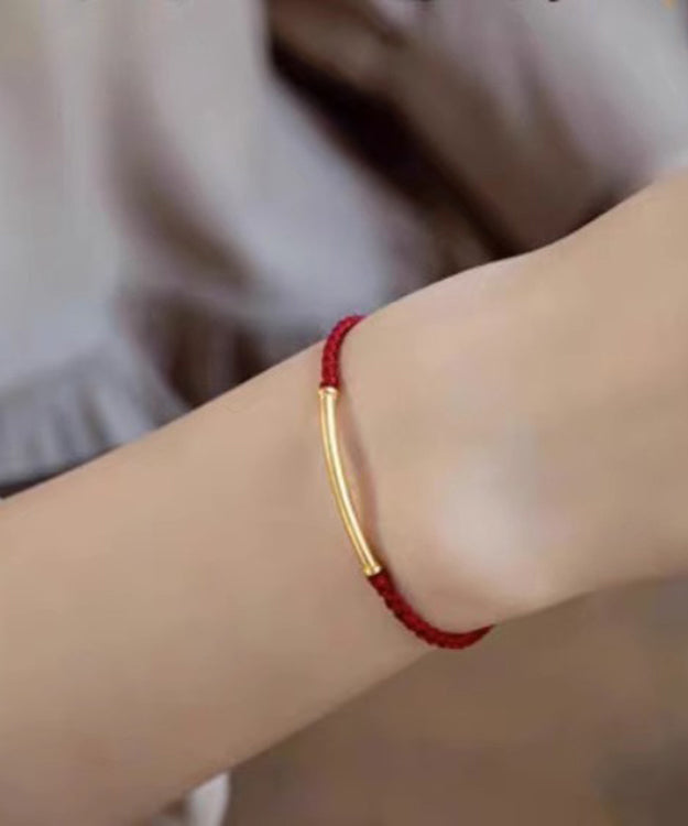 Red Handwoven Bamboo Joint Bracelet