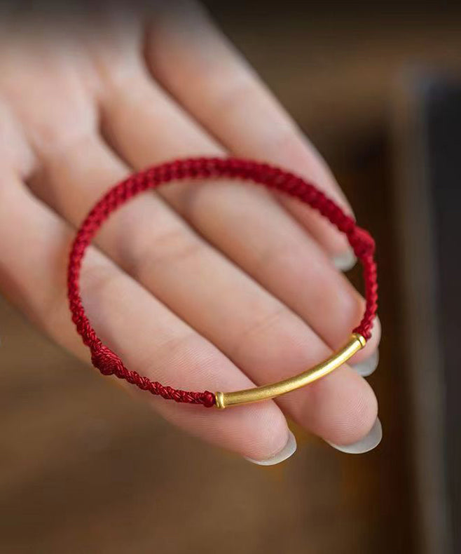 Red Handwoven Bamboo Joint Bracelet