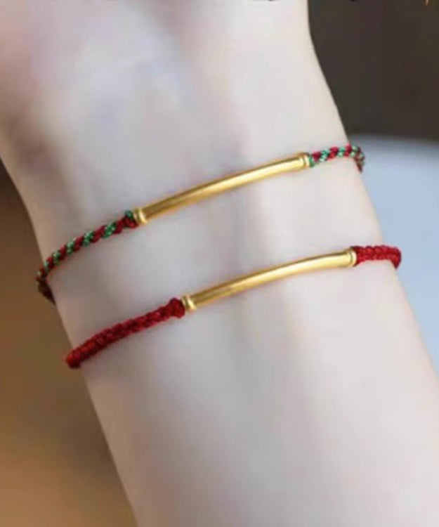 Red Handwoven Bamboo Joint Bracelet