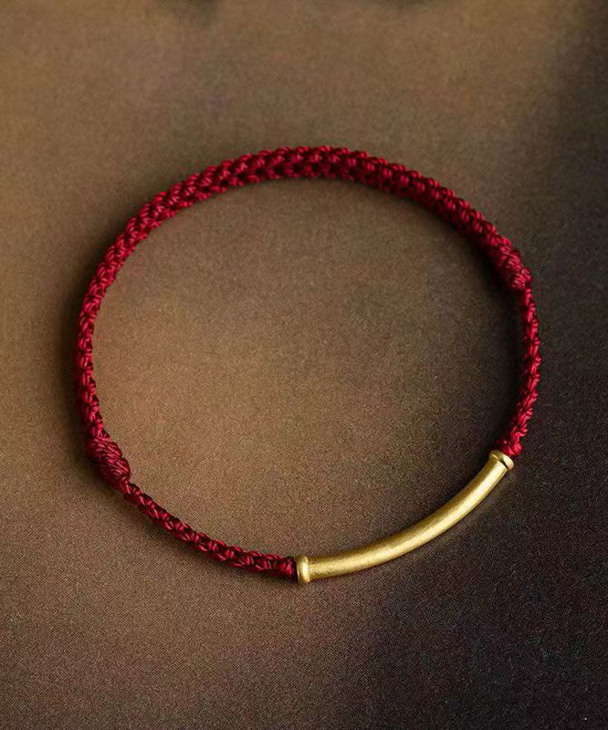 Red Handwoven Bamboo Joint Bracelet