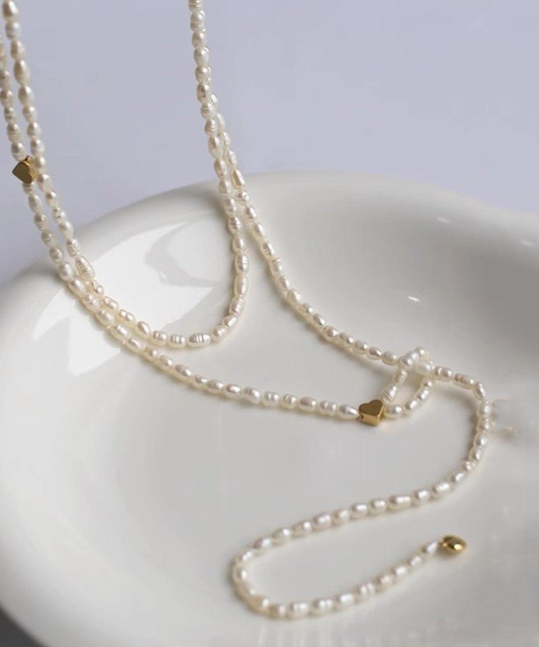 White Pearl Beading Graduated Necklace
