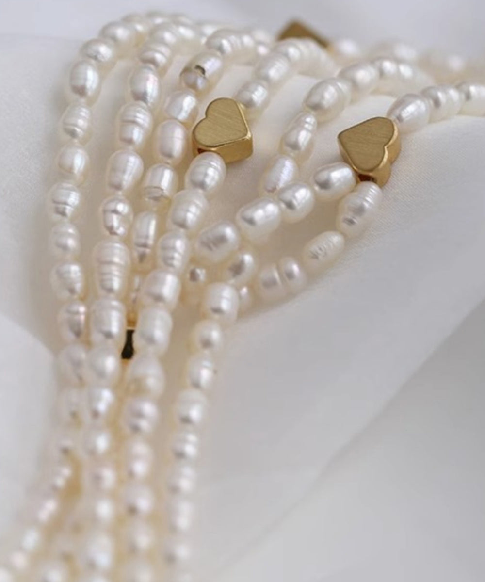 White Pearl Beading Graduated Necklace