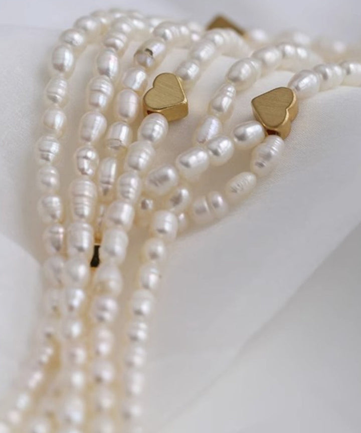 White Pearl Beading Graduated Necklace