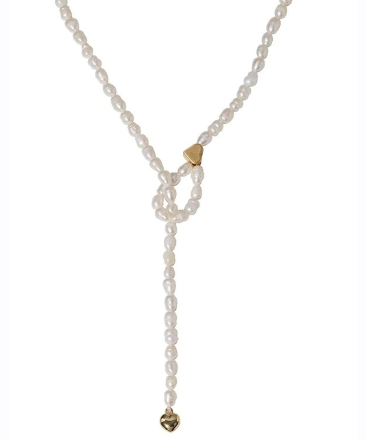 White Pearl Beading Graduated Necklace
