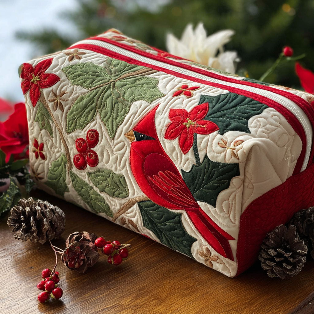 Cardinal And Holly | Quilted Makeup Bag