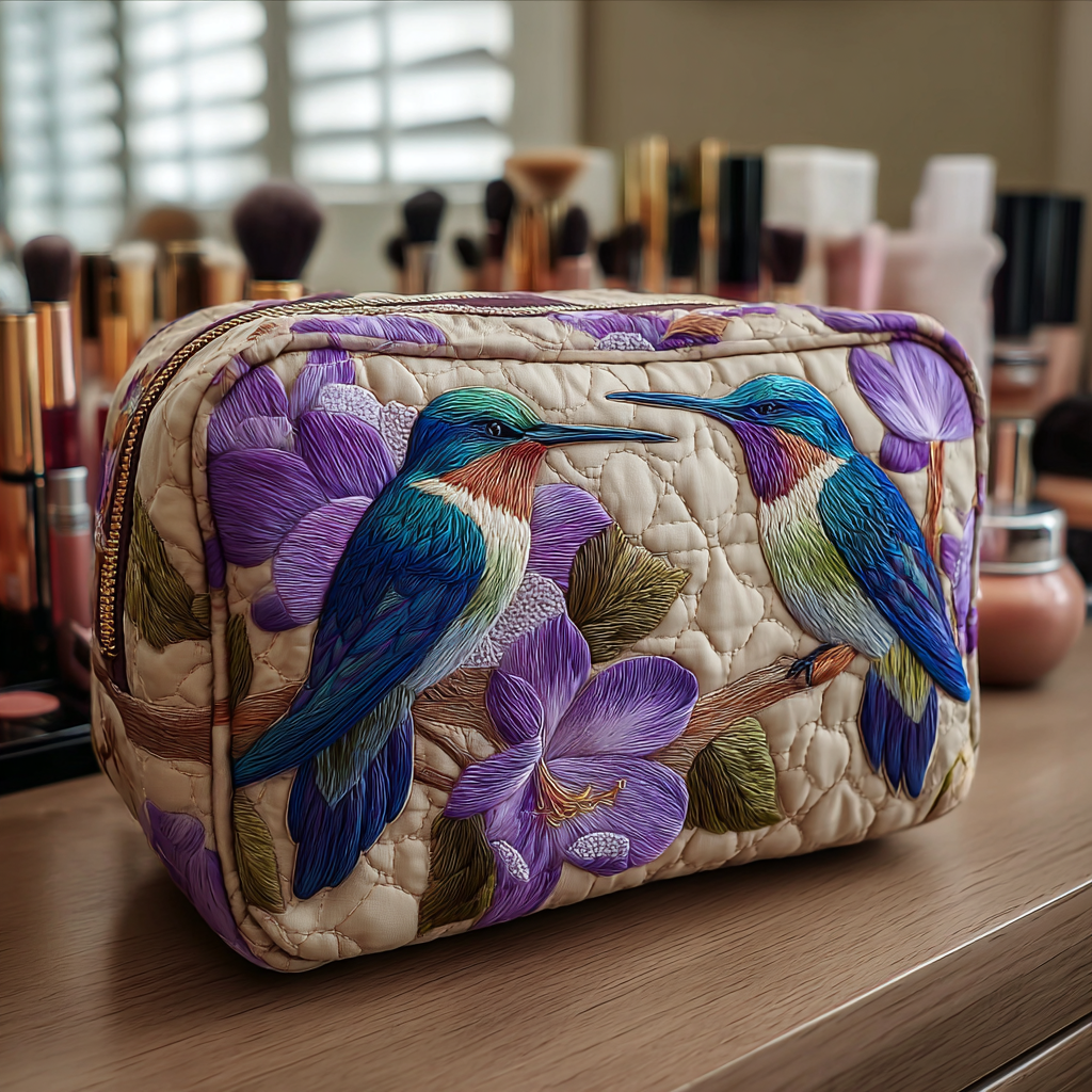 Delicate Hummingbird | Quilted Makeup Bag
