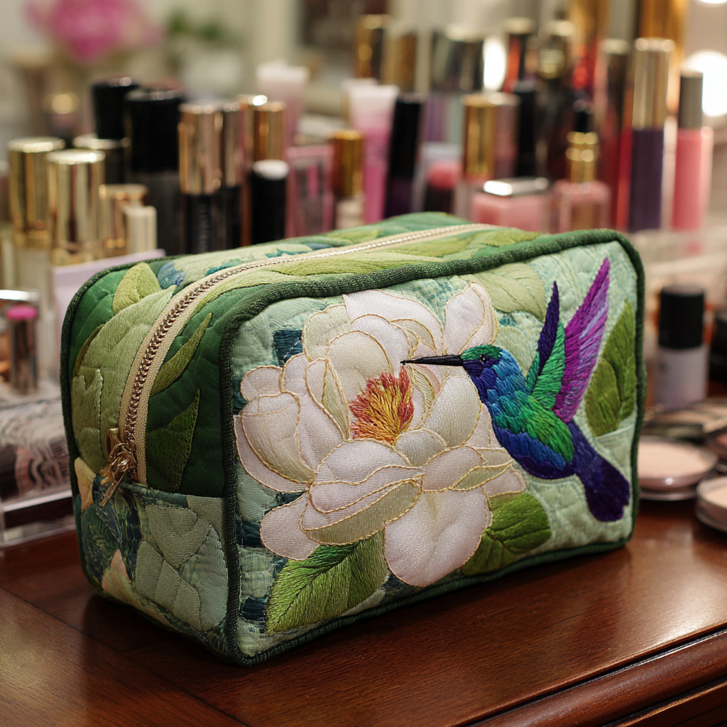 Hummingbirds | Quilted Makeup Bag