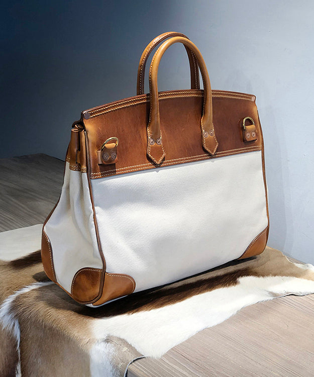 Army Green Calf Leather Patchwork Tote