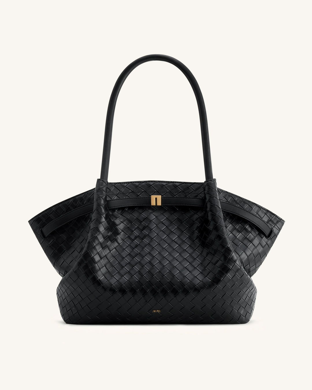 Hana | Black Weave Texture Tote Bag
