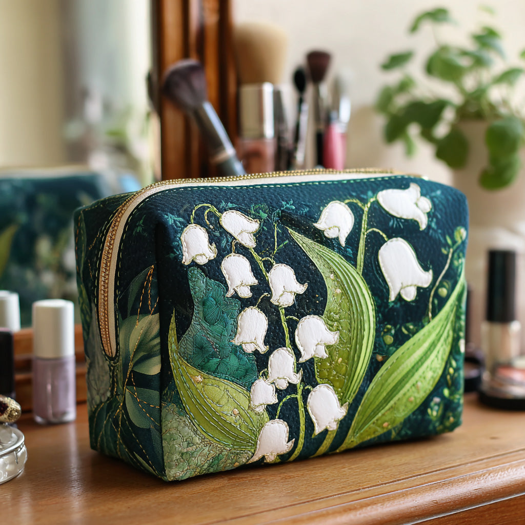 Delicate Lilies | Quilted Makeup Bag