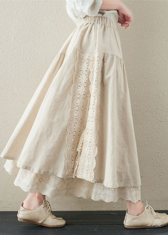Linen Embroidered Patchwork Two-Piece Skirt