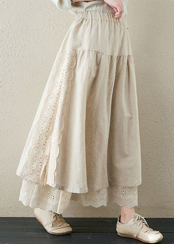 Linen Embroidered Patchwork Two-Piece Skirt