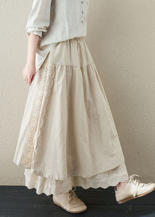 Linen Embroidered Patchwork Two-Piece Skirt