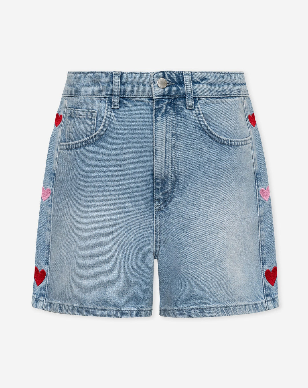 Heart | Red Pink Denim Mom Short