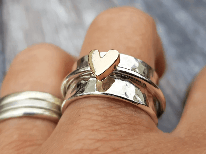Marigold | Silver ring with gold heart