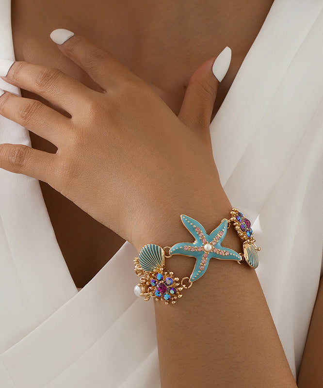 Blue Zircon Starfish Chain Bracelet