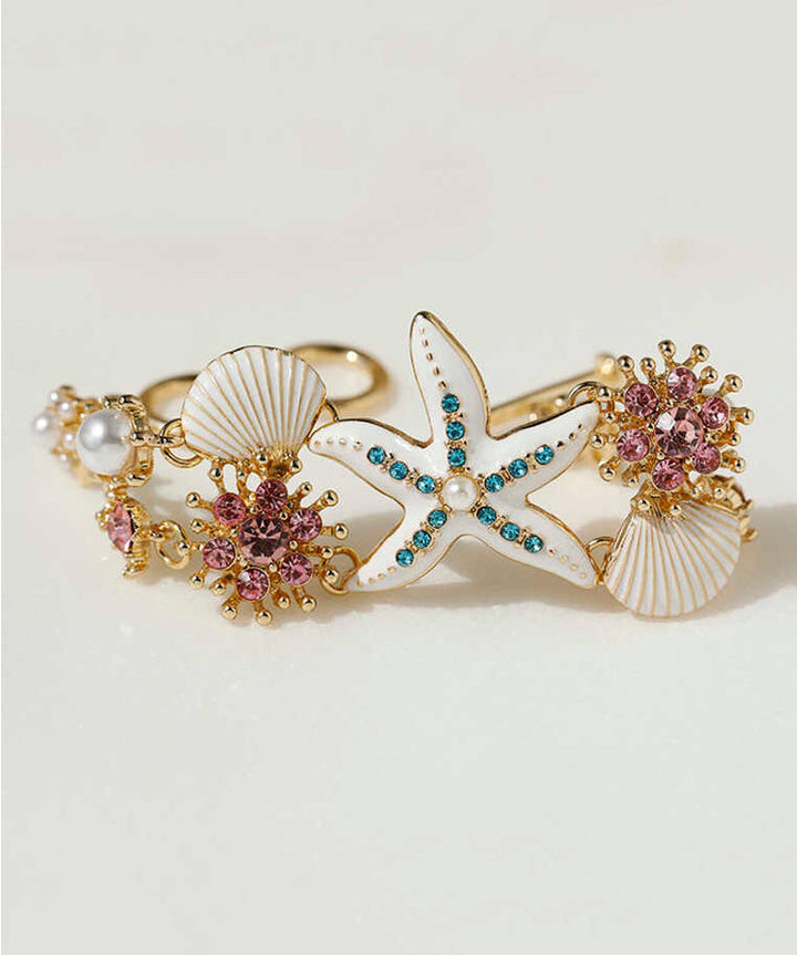 Blue Zircon Starfish Chain Bracelet