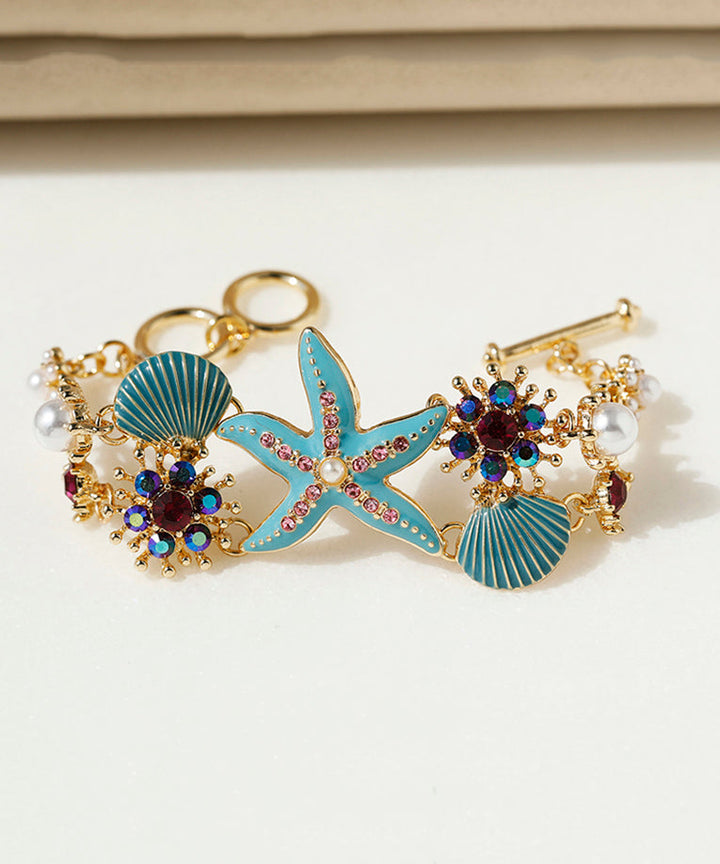 Blue Zircon Starfish Chain Bracelet