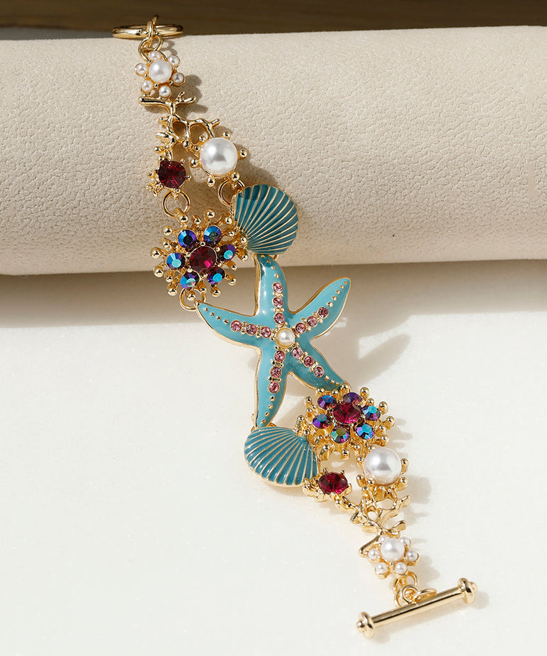 Blue Zircon Starfish Chain Bracelet