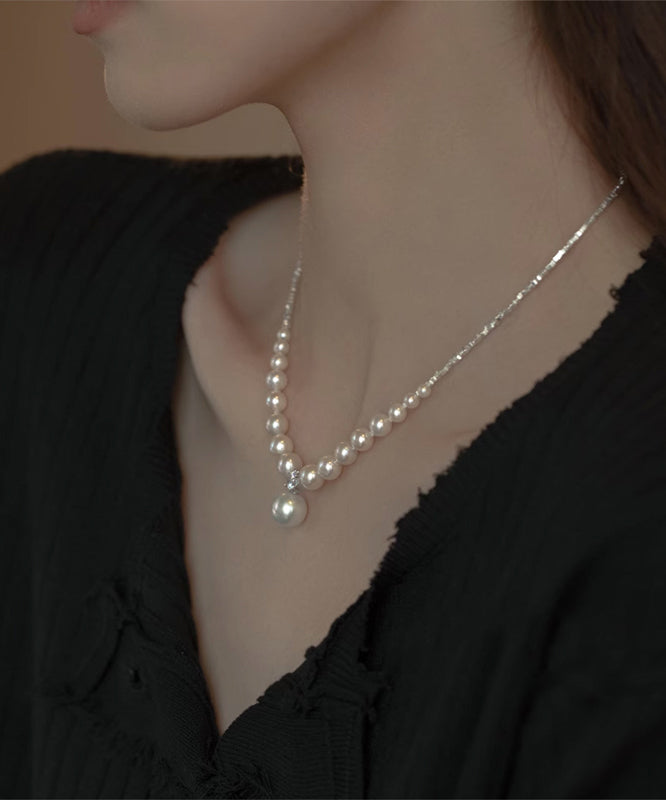 White Copper Pearl Zircon Necklace
