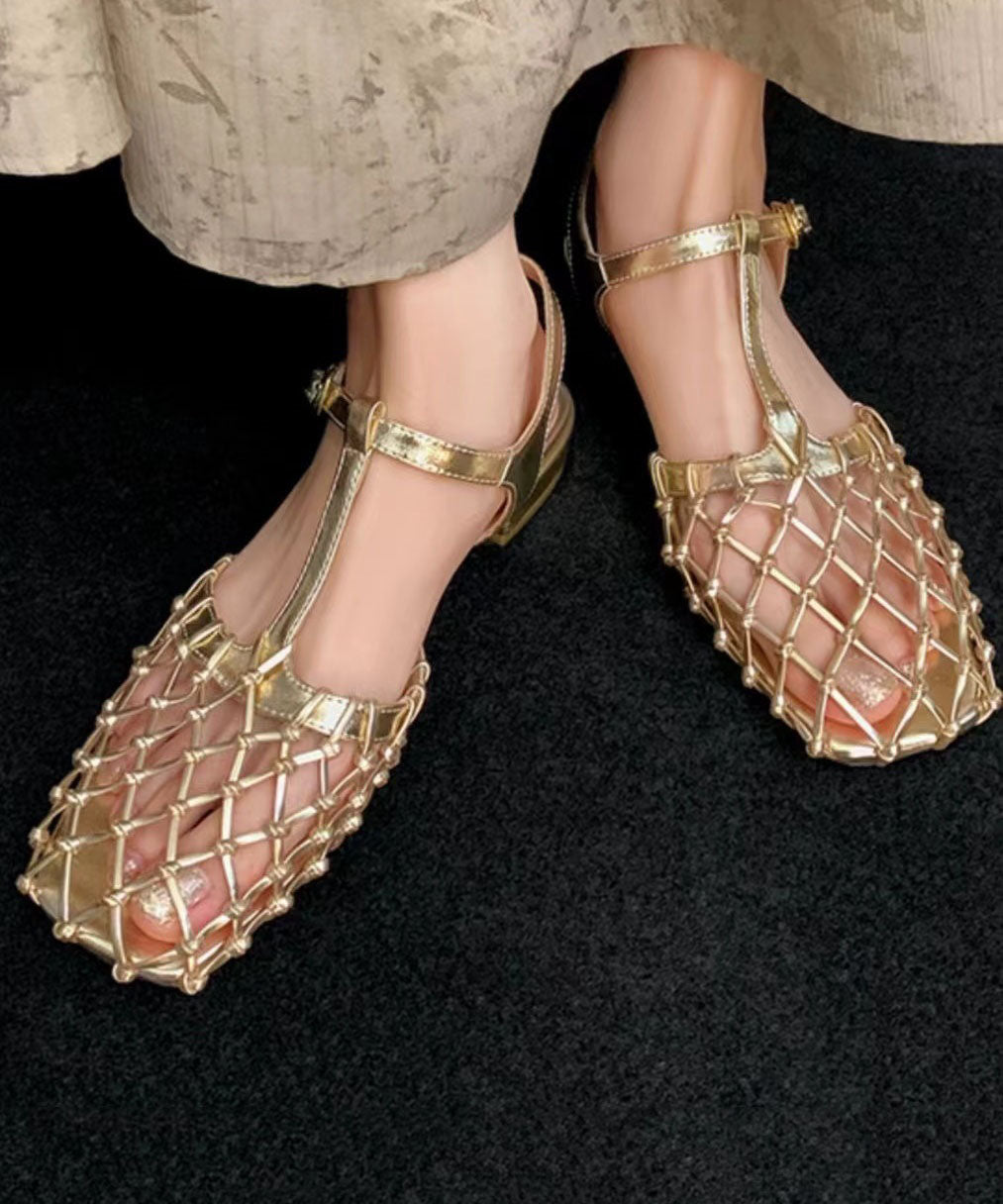 Gold Hollow Buckle Strap Sandals
