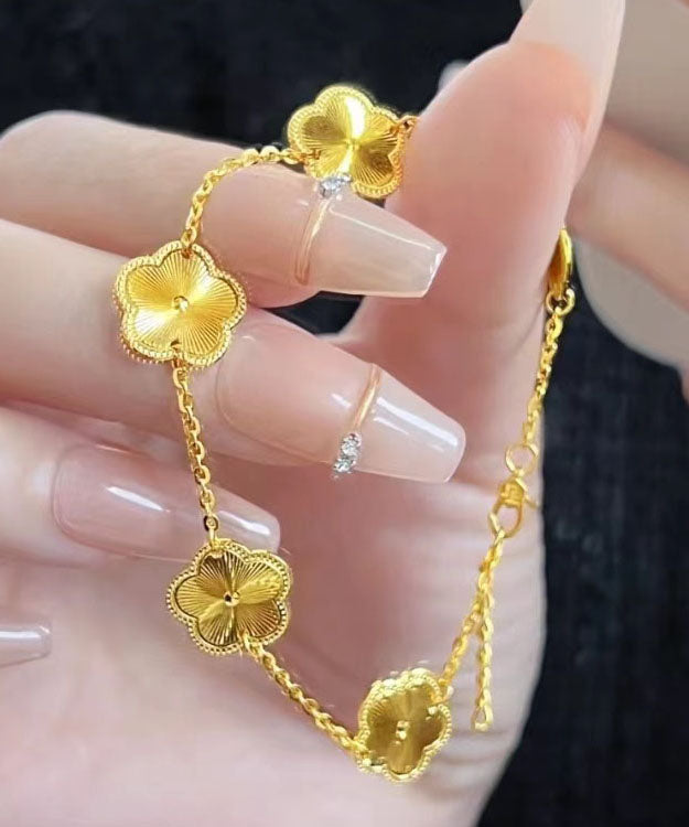 24K Gold Four Leaf Clover Bracelet