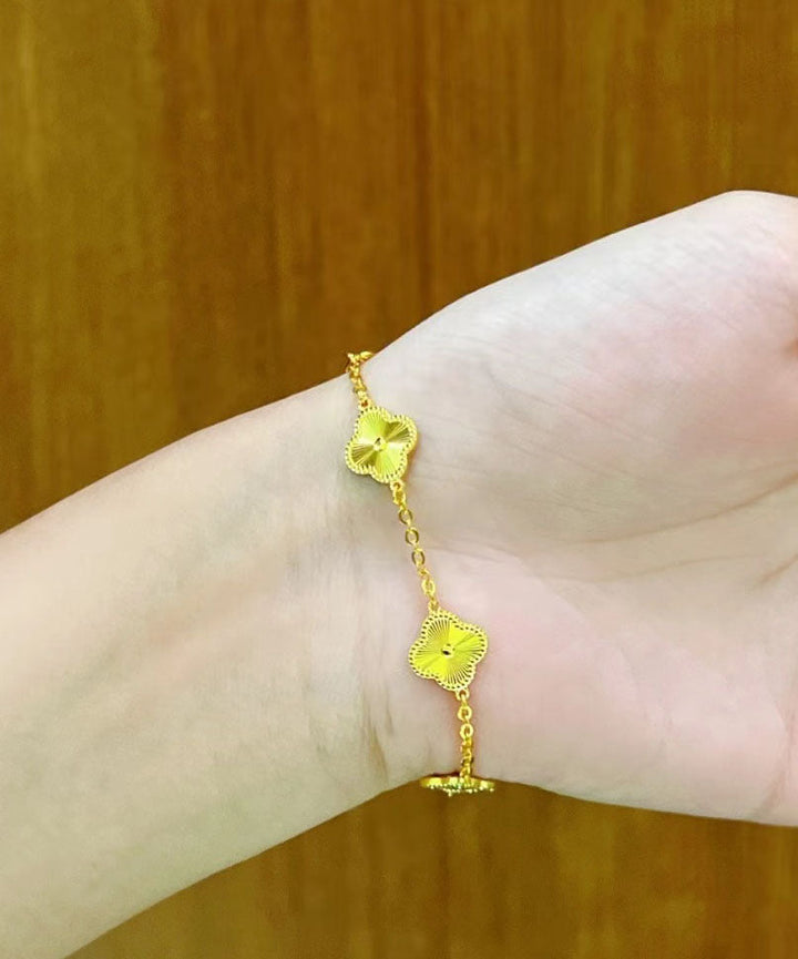 24K Gold Four Leaf Clover Bracelet