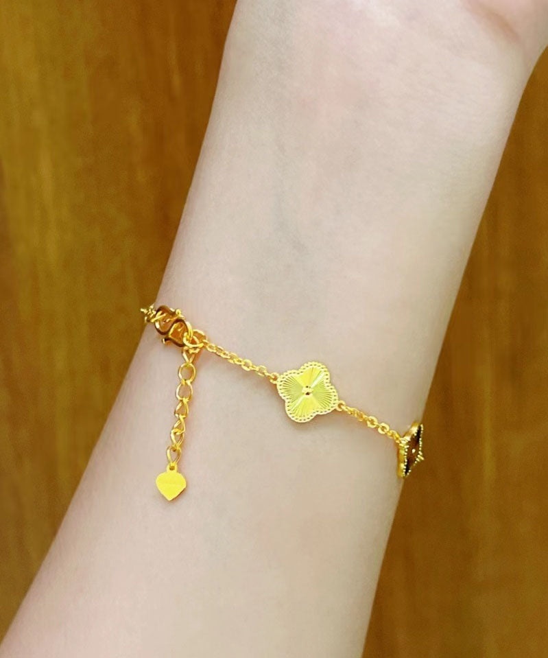 24K Gold Four Leaf Clover Bracelet
