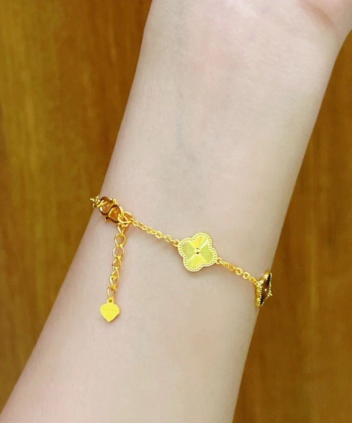 24K Gold Four Leaf Clover Bracelet