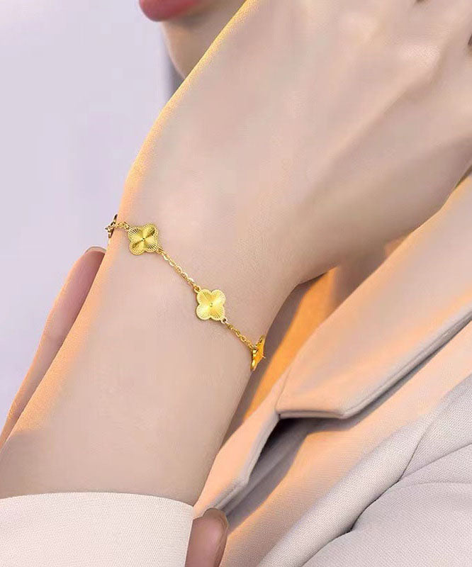 24K Gold Four Leaf Clover Bracelet