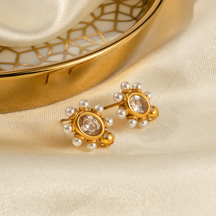 Marigold | Refined Gold Earrings with Pearl