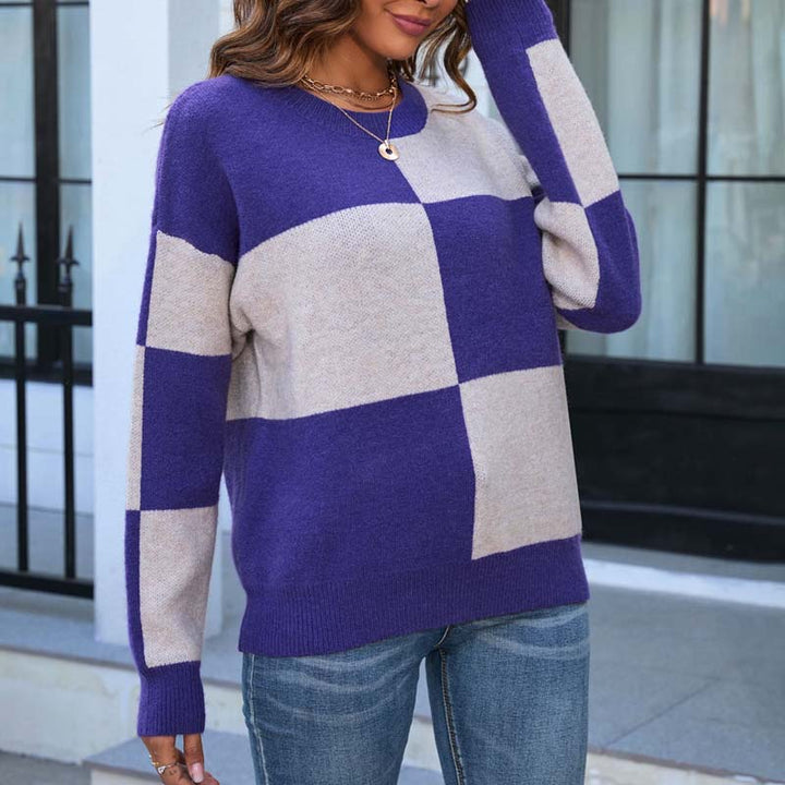 Hazel | Casual Plaid Knit Sweater