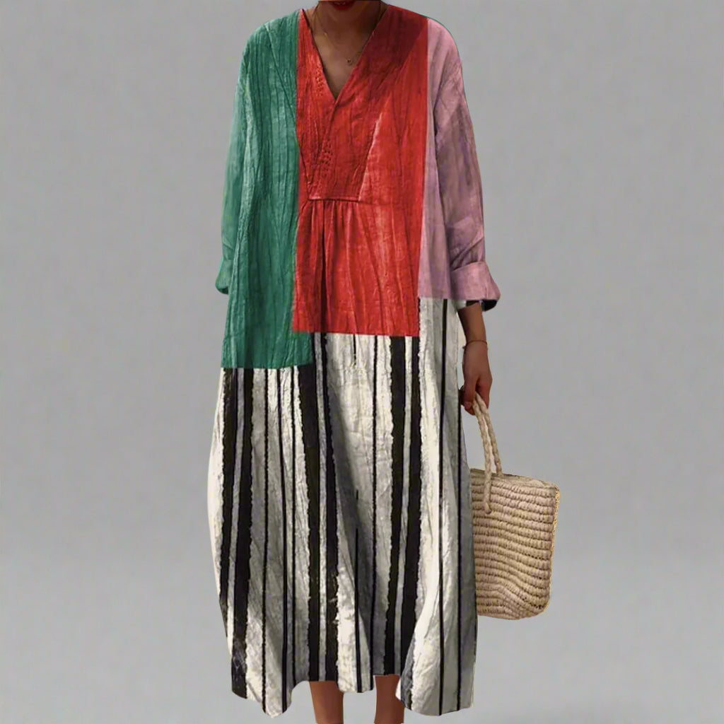 Karin | Striped Color Block Maxi Dress