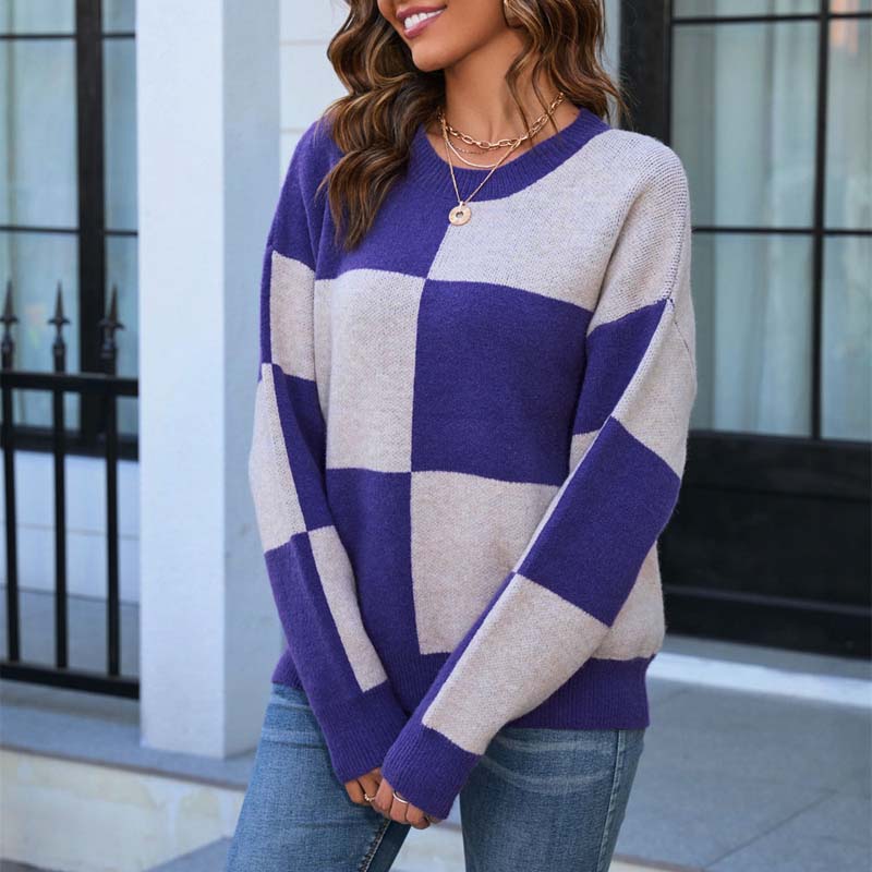 Hazel | Casual Plaid Knit Sweater