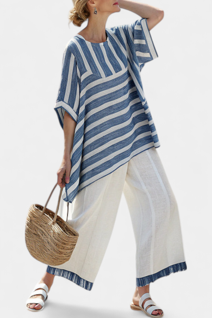 Hazel | Blue Stripes Two-Piece Set