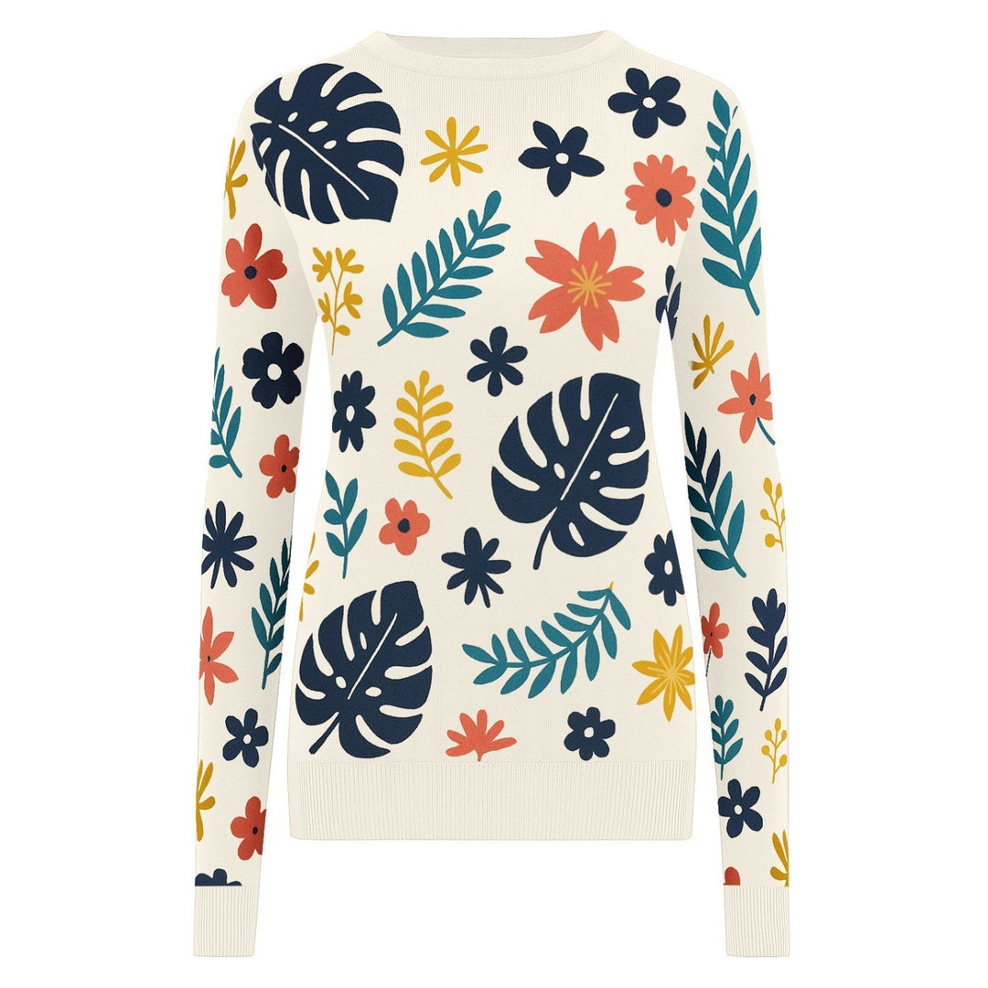 White | vintage floral jacquard knitwear