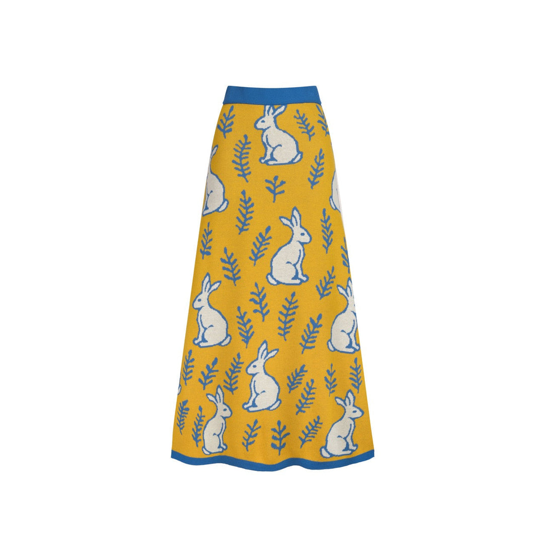 Yellow | rabbit plant knitted dress knitted set
