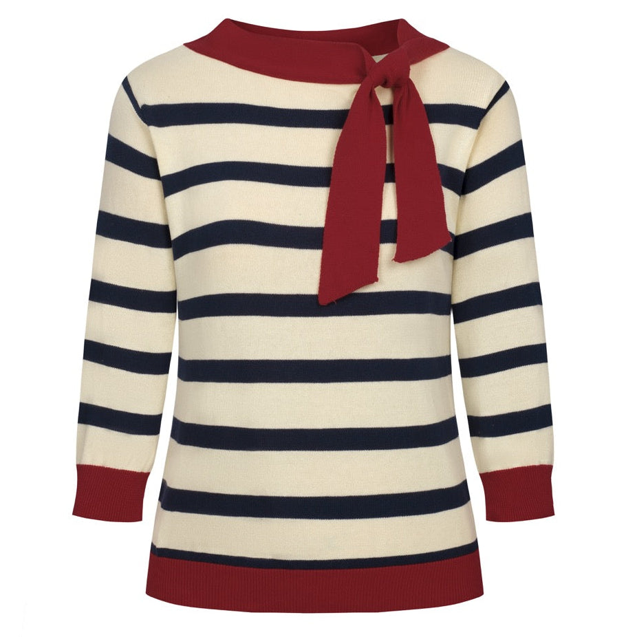 Red | Cropped Sleeve Knit Top