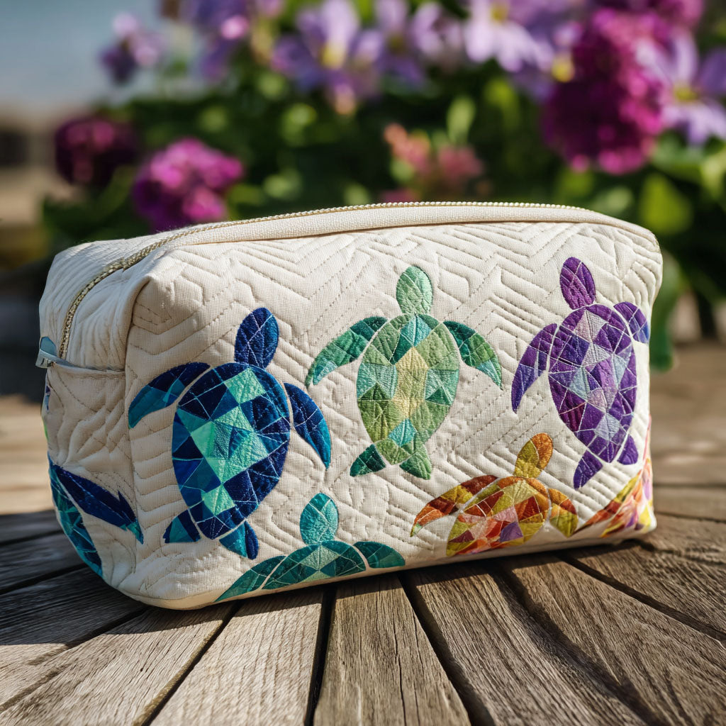 Marine Waves | Quilted Makeup Bag