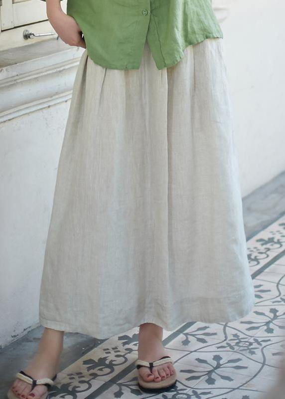 Organic Solid Casual Linen A-Line Skirt