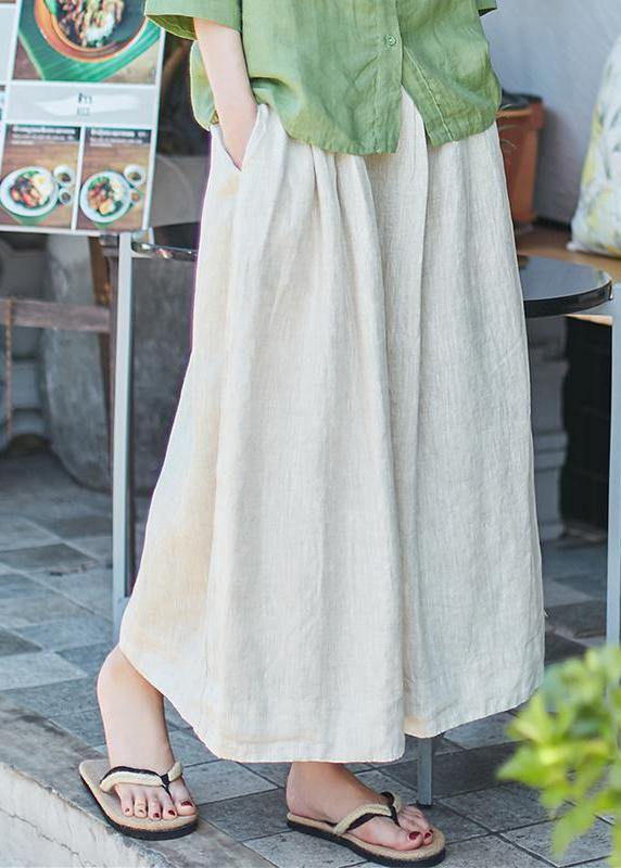 Organic Solid Casual Linen A-Line Skirt