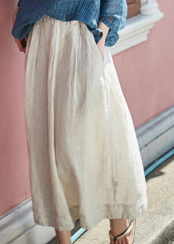 Organic Solid Casual Linen A-Line Skirt