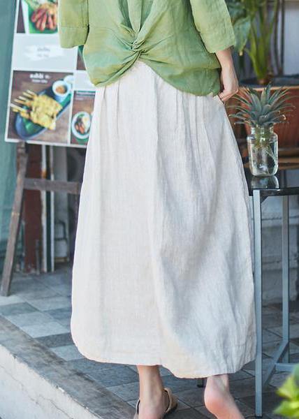 Organic Solid Casual Linen A-Line Skirt