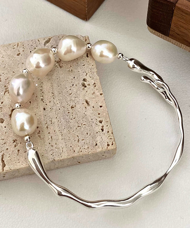 White Sterling Silver Pearl Bracelet