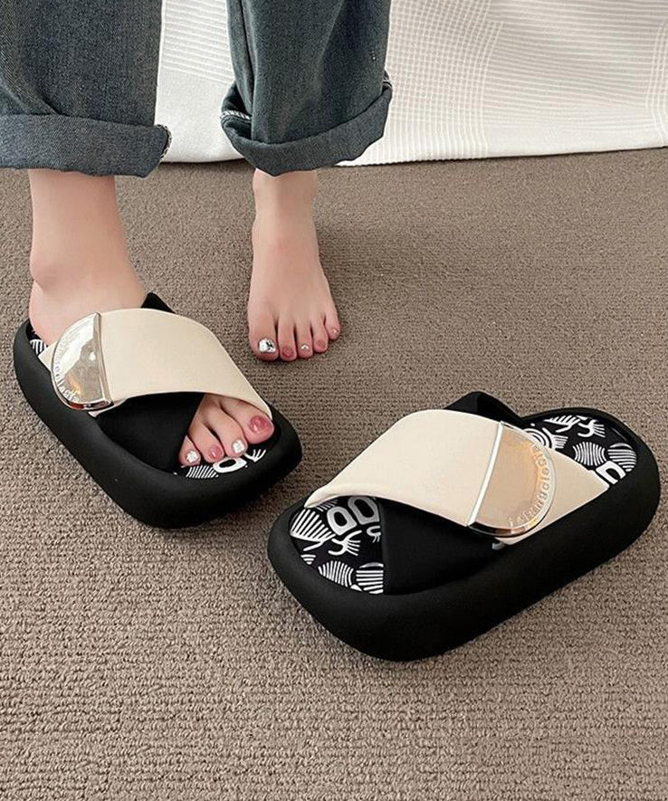 Pink Green Platform Slide Sandals