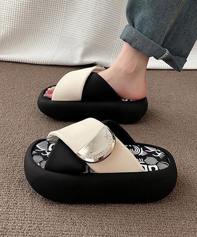 Pink Green Platform Slide Sandals