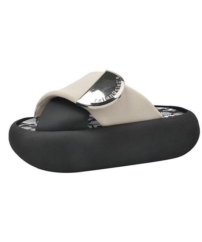 Pink Green Platform Slide Sandals