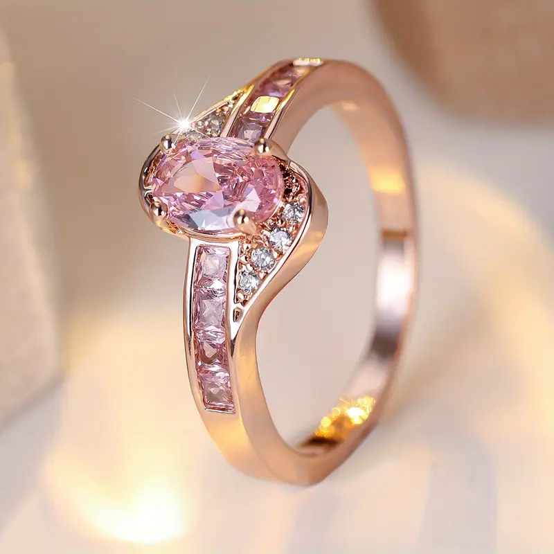 Sage | Gold ring with pink crystal
