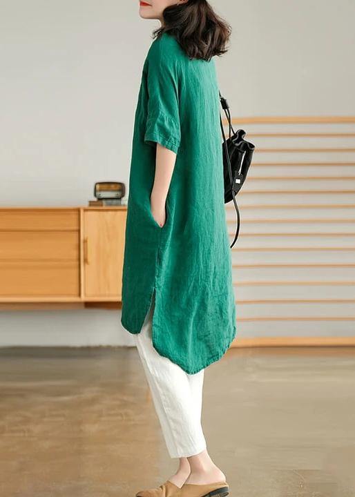 Red Linen Plus Size Casual Shirt