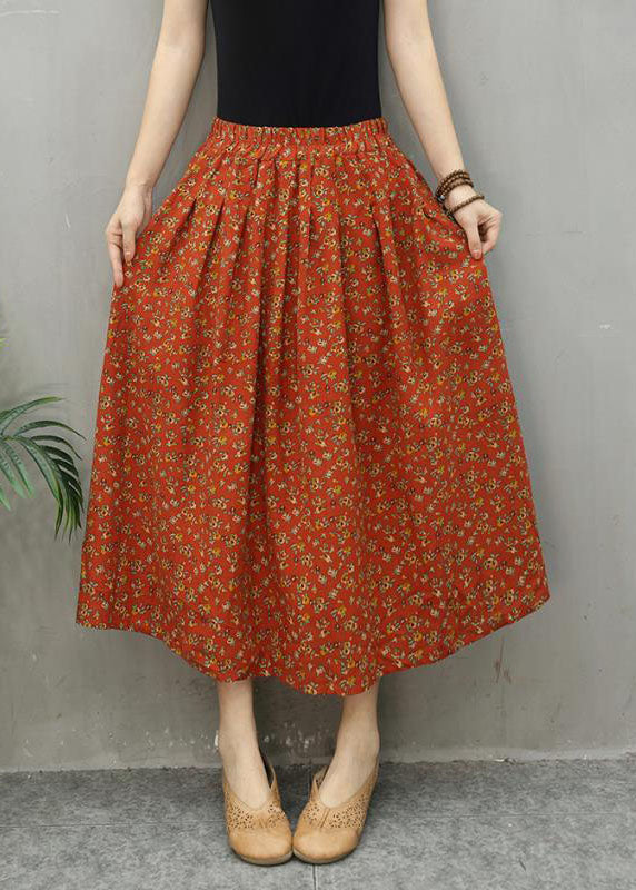 Blue Print Plus Size Linen Skirt